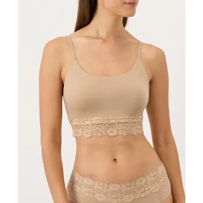 Pact Organic Cotton Lace Modern Scoop Bralette In Neutral