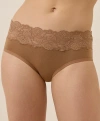 Pact Organic Cotton Lace Waist Brief 3-pack In Pink