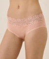 Pact Organic Cotton Lace Waist Brief 3-pack In Pink