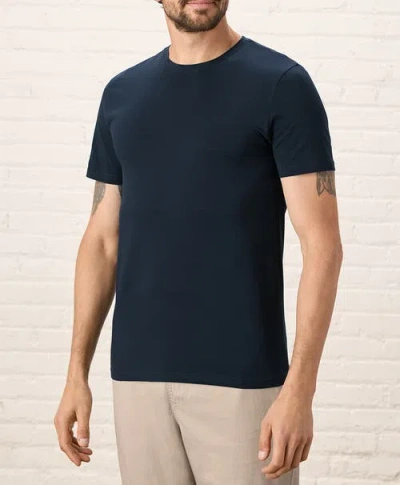 Pact Organic Cotton Luxe Stretch Jersey Slim Crew Neck Tee In Midnight Blue