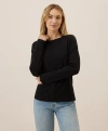 Pact Organic Cotton Luxe Stretch Jersey Slim Long Sleeve Tee In Black