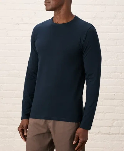 Pact Organic Cotton Luxe Stretch Jersey Slim Long Sleeve Tee In Midnight Blue
