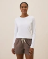 Pact Organic Cotton Luxe Stretch Jersey Slim Long Sleeve Tee In White