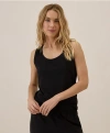Pact Organic Cotton Luxe Stretch Jersey Slim Tank In Black