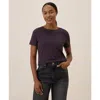 Pact Organic Cotton Luxe Stretch Jersey Slim Tee In Plum