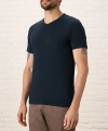 Pact Organic Cotton Luxe Stretch Jersey Slim V-neck Tee In Blue