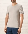 Pact Organic Cotton Luxe Stretch Jersey Slim V-neck Tee In Neutral