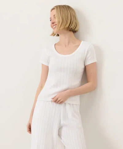 Pact Organic Cotton Pointelle Scoop Neck Tee In White