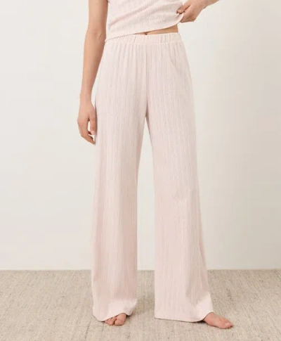 Pact Organic Cotton Pointelle Wide Leg Pant In Pink