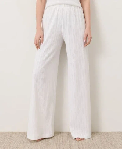 Pact Organic Cotton Pointelle Wide Leg Pant In White