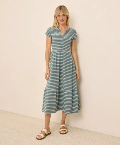 Pact Organic Cotton Relaxed Slub Henley Market Dress In Gold
