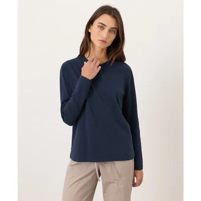 Pact Organic Cotton Soft-slub Essential Crewneck Long Sleeve Tee In Blue