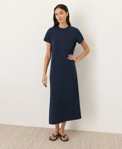 Pact Organic Cotton Soft-slub Essential Easy Tee Maxi Dress In Blue