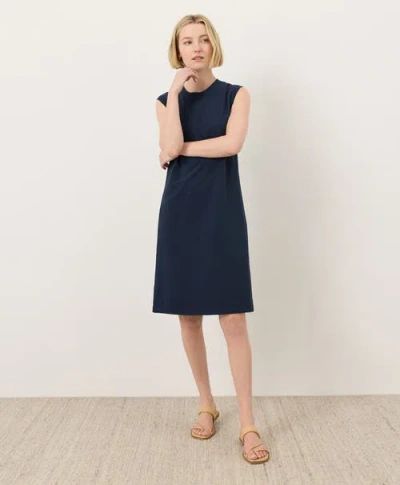 Pact Organic Cotton Soft-slub Essential Easy Muscle Tee Dress In Blue