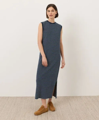 Pact Organic Cotton Soft-slub Essential Easy Muscle Tee Maxi Dress In Blue