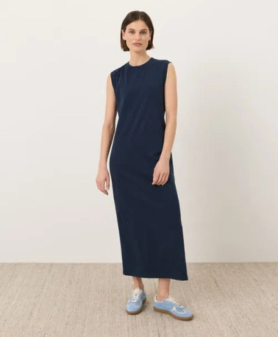 Pact Organic Cotton Soft-slub Essential Easy Muscle Tee Maxi Dress In Blue