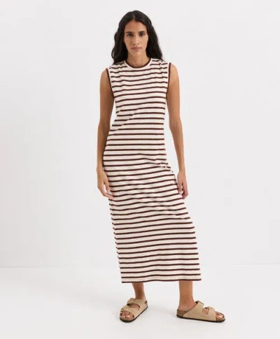 Pact Organic Cotton Soft-slub Essential Easy Muscle Tee Maxi Dress In Multi