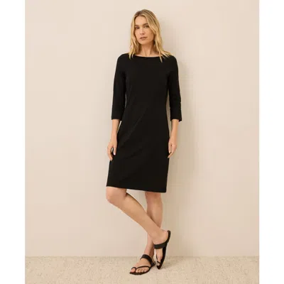 Pact Organic Cotton Softspun Boat Neck Dress In Black