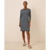 Pact Organic Cotton Softspun Boat Neck Dress In Blue