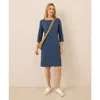 Pact Organic Cotton Softspun Boat Neck Dress In Blue