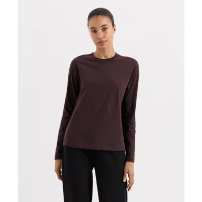 Pact Organic Cotton Softspun Essential Crewneck Long Sleeve Tee In Brown