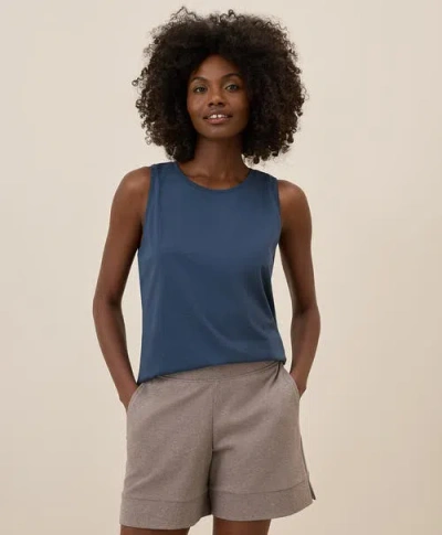 Pact Organic Cotton Softspun High Neck Tank In Blue