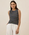 Pact Organic Cotton Softspun High Neck Tank In La Jolla Stripe