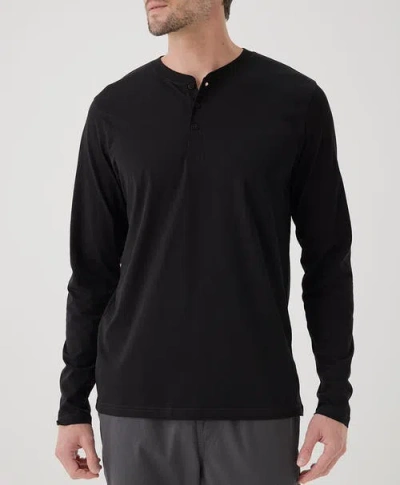 Pact Organic Cotton Softspun Long Sleeve Henley In Black