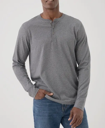 Pact Organic Cotton Softspun Long Sleeve Henley In Medium Grey Heather