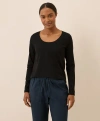 Pact Organic Cotton Softspun Long Sleeve Scoop Neck Tee In Black