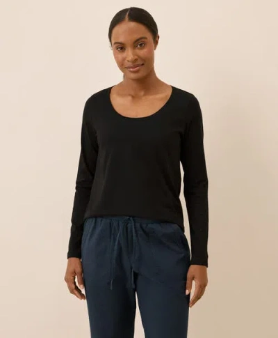 Pact Organic Cotton Softspun Long Sleeve Scoop Neck Tee In Black