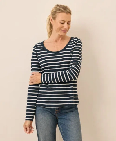 Pact Organic Cotton Softspun Long Sleeve Scoop Neck Tee In Blue