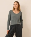 Pact Organic Cotton Softspun Long Sleeve Scoop Neck Tee In Green