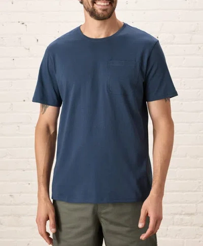 Pact Organic Cotton Softspun Pocket Crew Tee In French Navy