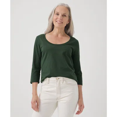 Pact Organic Cotton Softspun Scoop Neck 3/4 Sleeve Tee In Mountain View