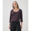Pact Organic Cotton Softspun Scoop Neck 3/4 Sleeve Tee In Plum