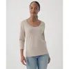 Pact Organic Cotton Softspun Scoop Neck 3/4 Sleeve Tee In Wheat Heather