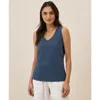 Pact Organic Cotton Softspun V-neck Tank In Blue