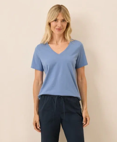 Pact Organic Cotton Softspun V-neck Tee In Blue