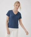 Pact Organic Cotton Softspun V-neck Tee In French Navy