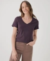 Pact Organic Cotton Softspun V-neck Tee In Plum