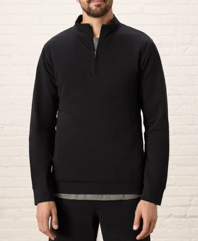 Pact Organic Cotton Stash French Terry Quarter Zip In Black