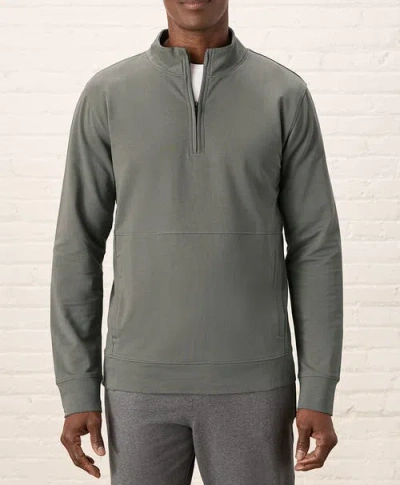 Pact Organic Cotton Stash French Terry Quarter Zip In Castor Grey