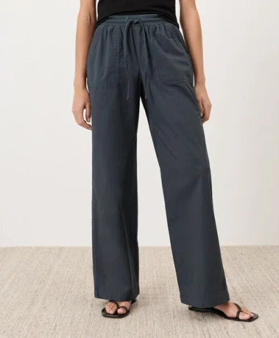 Pact Organic Cotton Stretch Poplin Wide Leg Pant In Blue