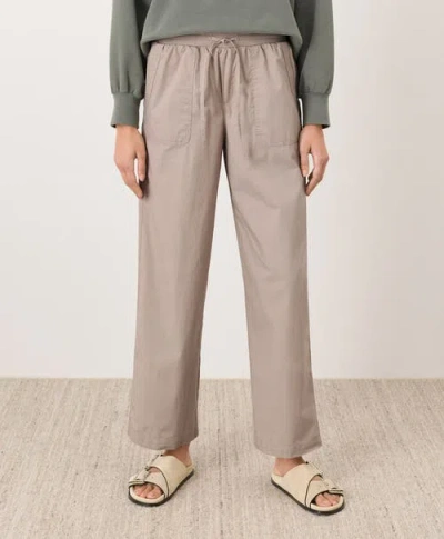 Pact Organic Cotton Stretch Poplin Wide Leg Pant In Brown