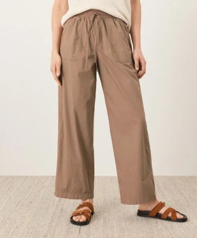 Pact Organic Cotton Stretch Poplin Wide Leg Pant In Brown