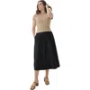 Pact Organic Cotton Sunset Lightweight Cotton Button Skirt In Black