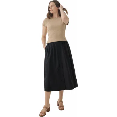 Pact Organic Cotton Sunset Lightweight Cotton Button Skirt In Black