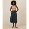Pact Organic Cotton Sunset Lightweight Cotton Button Skirt In Midnight Blue