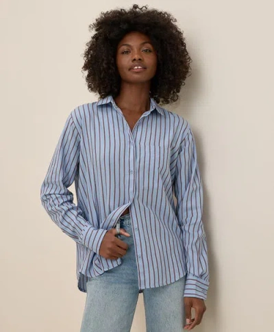 Pact Organic Cotton Sunset Lightweight Cotton Classic Shirt In Blue